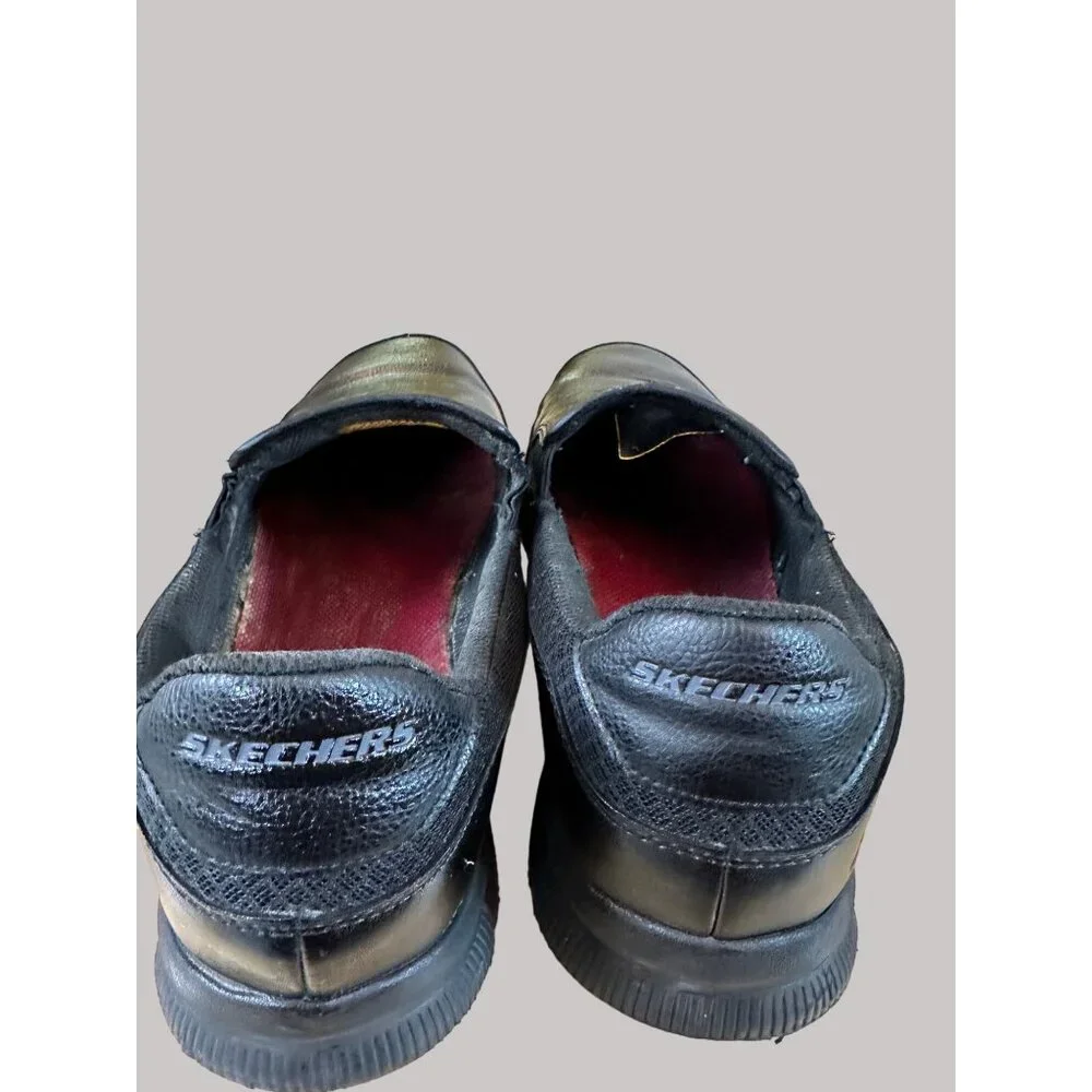 Skechers Size 12 Mens Black Synthetic Slip-Resistant Work Loafers